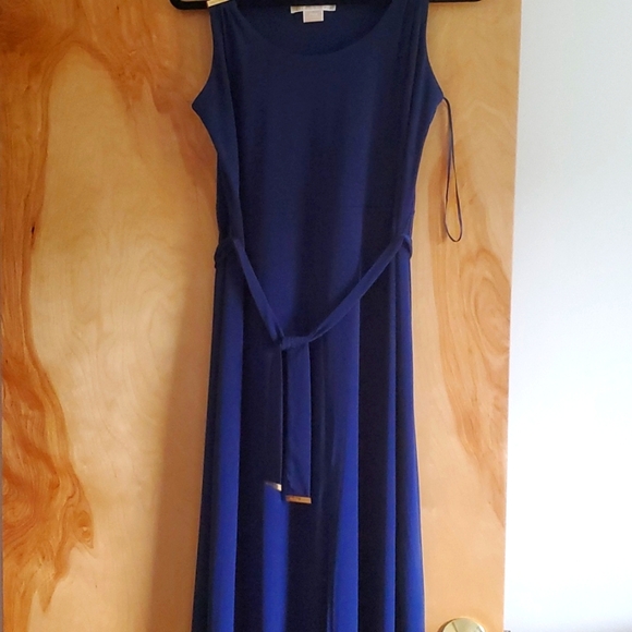 NWOT PM belted midi in navy - Picture 1 of 3